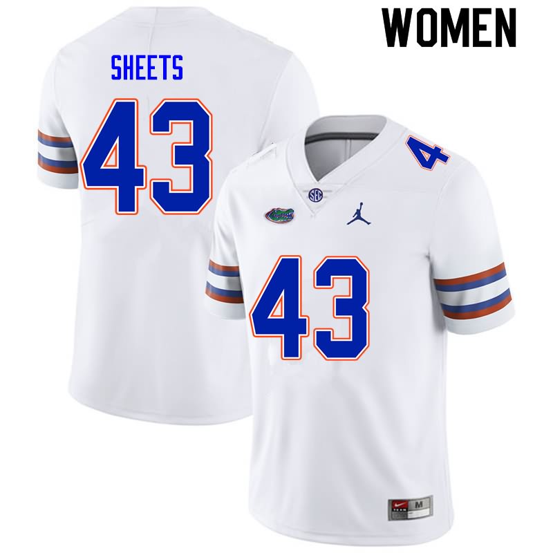 NCAA Florida Gators Jake Sheets Women's #43 Nike White Stitched Authentic College Football Jersey QAK8864MC